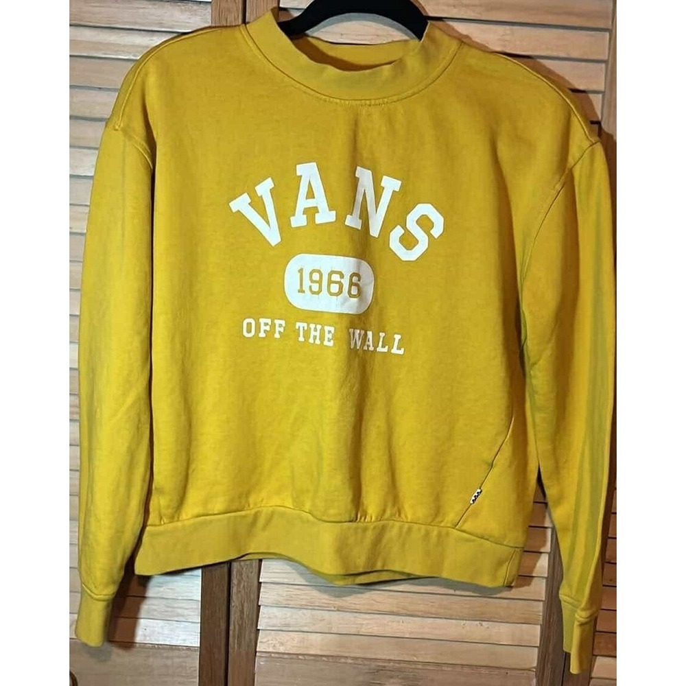 Van's Off the Wall Woman's Crop Sweatshirt Mustard Yellow SZ XS Vintage Grunge
